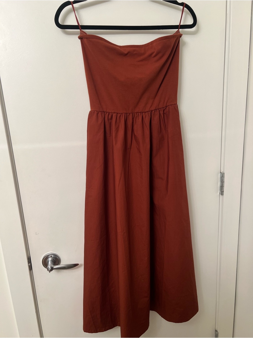 Gap Strapless Rust Brown Midi Dress with Built‑In Bra – Size Small